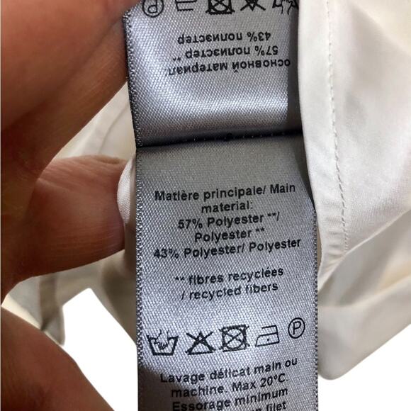 Zadig & Voltaire Tasko Satin Button Down Shirt in Judo White Size Small - Picture 9 of 9